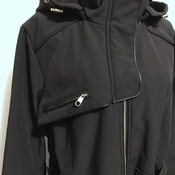 Steve Madden NWOT Black Softshell Trench Coat Women 1X - Picture 3 of 16